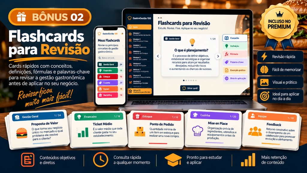 Mockup do Flashcards para Revisão GastroGestão